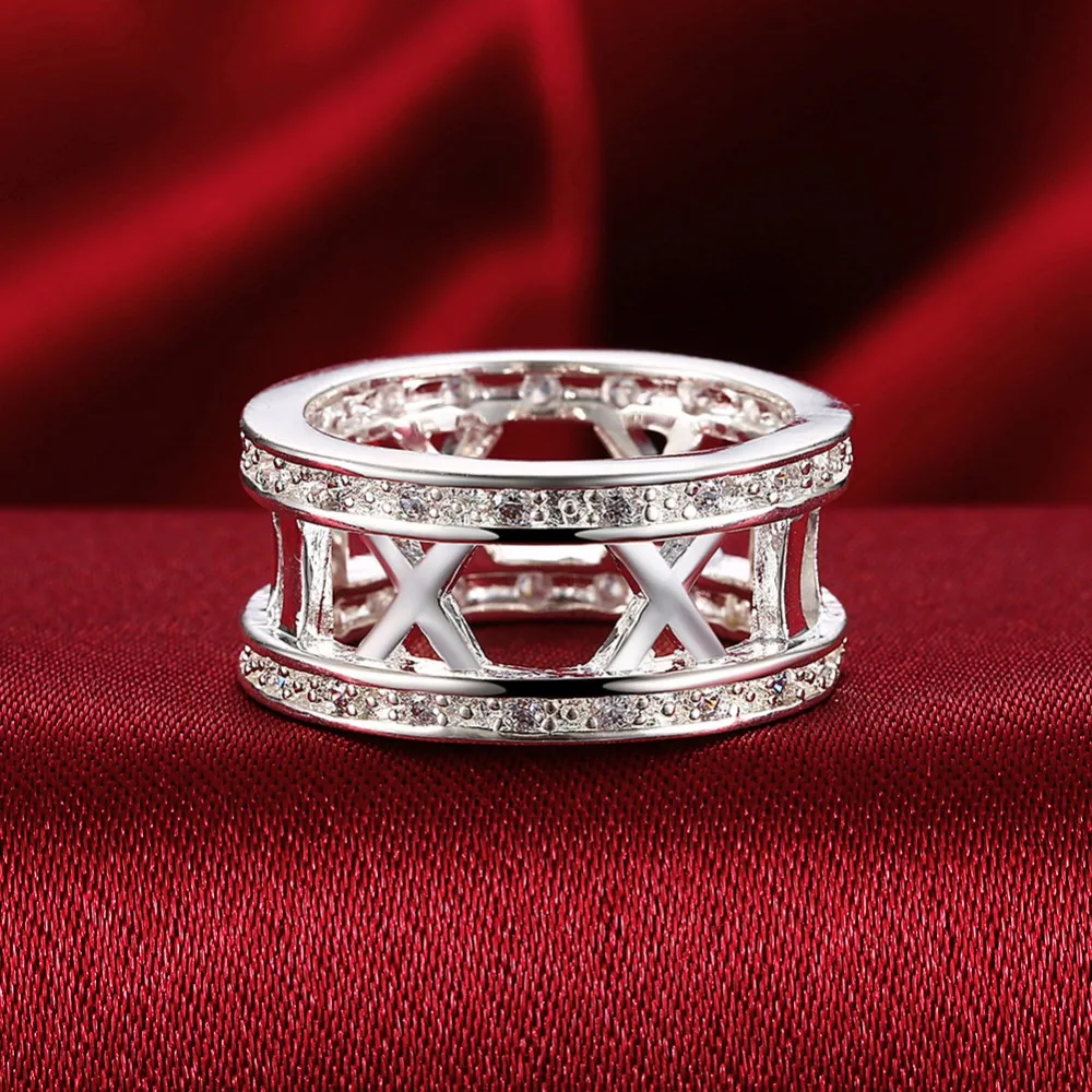 Personality Roma Rings 925 Sterling Silver Round Cubic Zirconia Stone Rings For Women Wedding Jewelry Gift