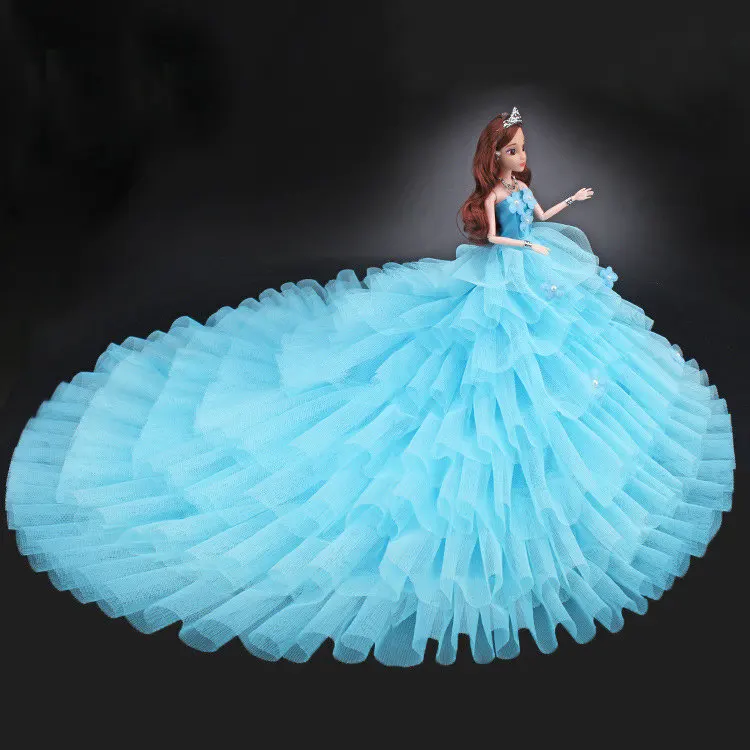 NK кукла принцесса одежда ручной работы длинный хвост свадебное платье Мода вечеринка наряд для куклы Барби аксессуары 111 JJ - Цвет: Blue