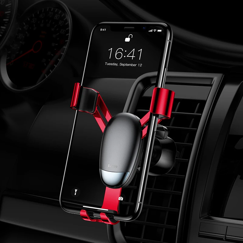 Baseus Металл Мини гравитационный Автомобильный держатель для телефона на магните для телефона в автомобиль воздуха крепление подставка-держатель для мобильного телефона для iPhone Xs Max X samsung S9 - Цвет: Red