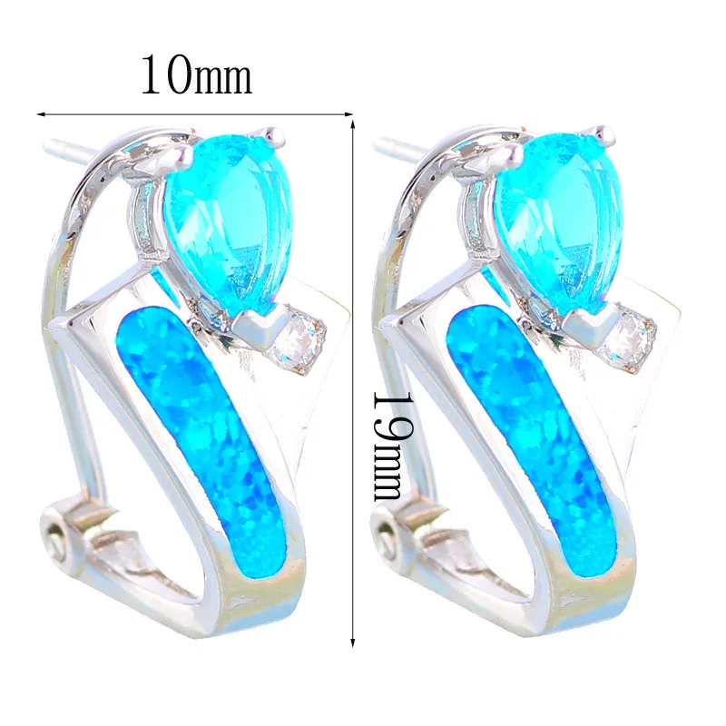 Розничная ААА циркония Синий огненный опал серебряные штампованные клипсы ювелирные изделия опал ювелирные изделия OE252