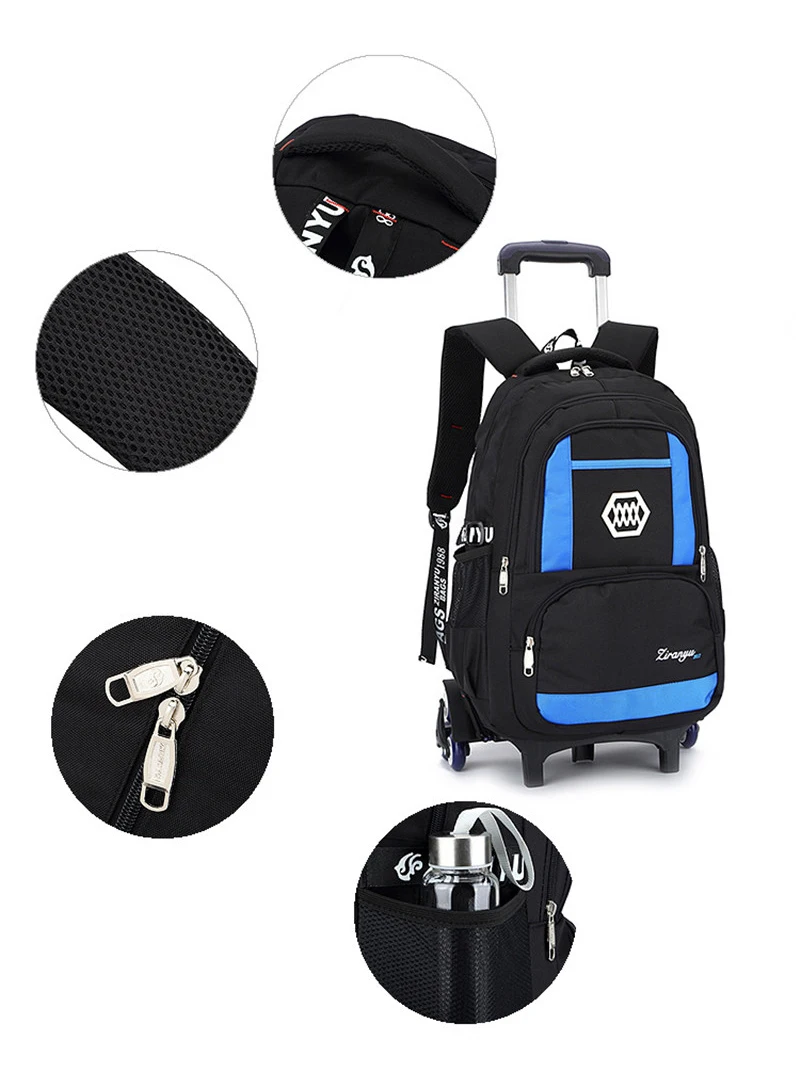 Съемный школьный рюкзак на колесиках 2/6, рюкзак на колесиках, водонепроницаемая детская школьная сумка для мальчиков, Детская вместительная сумка для багажа