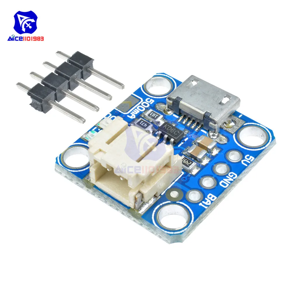 Chargeur Lipo USB 100/500mA avec câble JST pour batteries 3.7V/4.2V