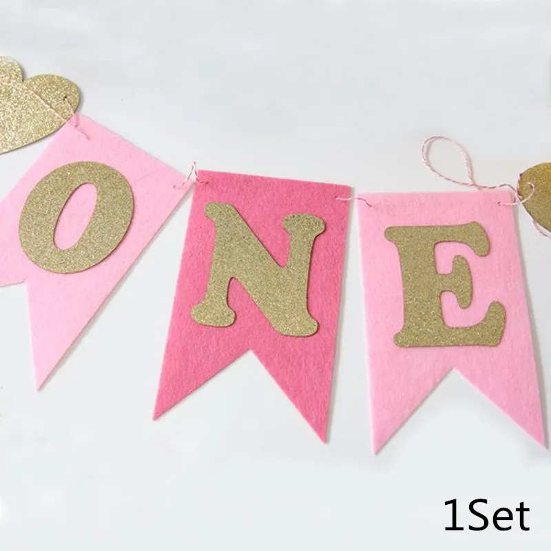Chicinlife 1 компл. Розовый номер один высокий стул баннер для вечеринки в честь Дня Рождения ребенок душ девочка 1-й День Рождения овсянка гирлянда для украшения поставки - Цвет: Pink