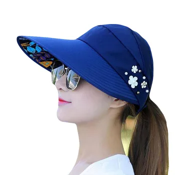 

Sun Hats for Women Visors Hat Fishing Fisher Beach Hat UV Protection Cap Black Casual Womens Summer Caps Ponytail Wide Brim Hat