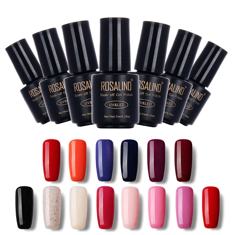

ROSALIND Brand UV&LED Soak Off Nail Gel 7ML Semi Permanent Lacquer Gel Varnish 30 Colors Gel Polish Nail Art Beauty Nail Gel