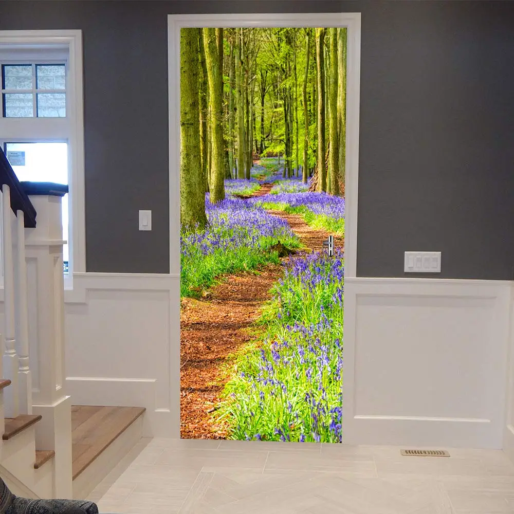 

3D Creative Forest Path Door Sticker DIY Mural Selfadhesive Wallpaper Removable Waterproof Poster Stickers Home Decor Decals