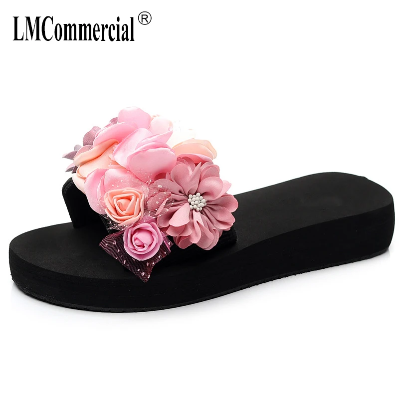 

Summer Flowers One word drag female anti-skid outside slippers fashion vacation beach shoes luxury shoes women designers