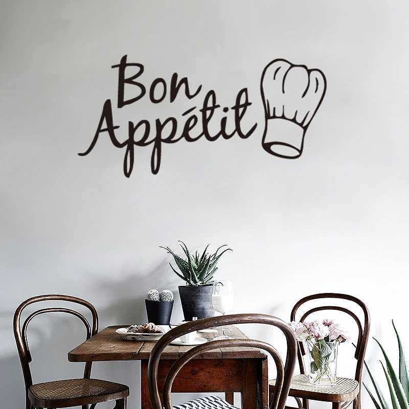 ZM31 Bon Appetit Creative Chef Hat Art Mural Detachable Kitchen Wall Phrases Vinyl Wall Stickers Room Decoration Home Decor ZM31 Bon Appetit Creative Chef Hat Art Mural Detachable Kitchen Wall Phrases Vinyl Wall Stickers Room Decoration Home Decor