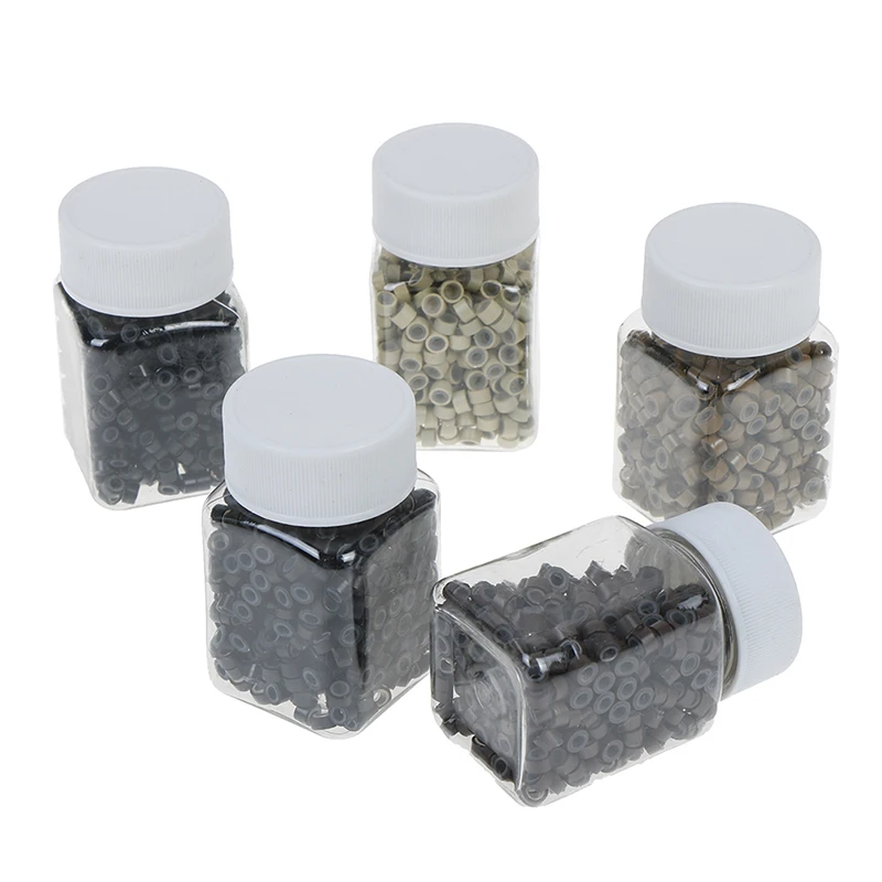 1000 pcs 5mm silicon lined Micro Links Rings Beads Hair Feather Extensions 6 Colors Optional