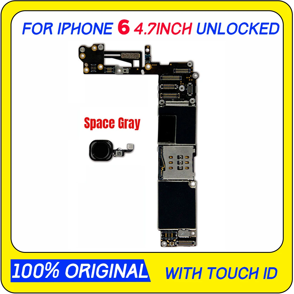 

Logic Board for iphone 6 Motherboard with / NO Touch ID For iphone 6 Original unlocked Mainboard With Chips 16GB 4 Choice