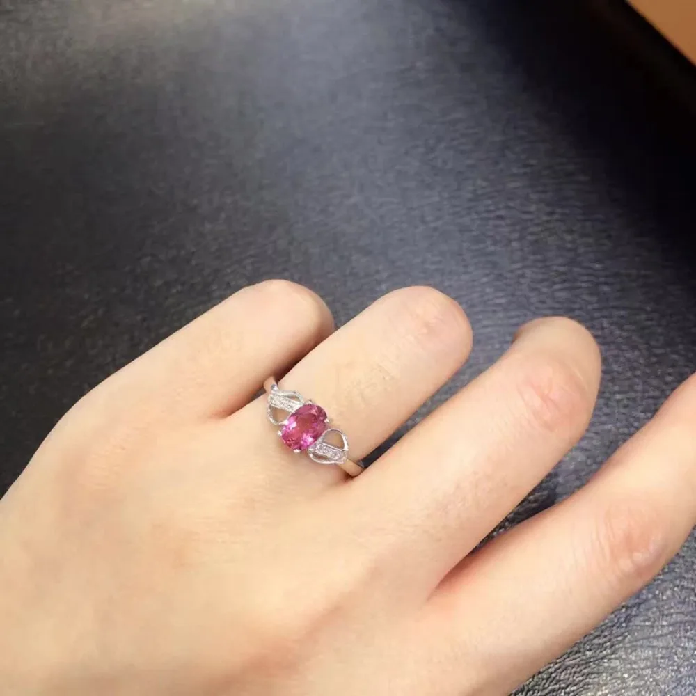 

2017 Anillos Qi Xuan_Fashion Jewelry_Pink Tourmaline Elegant Woman Rings_Solid Sliver Fashion Rings_Manufacturer Directly Sales
