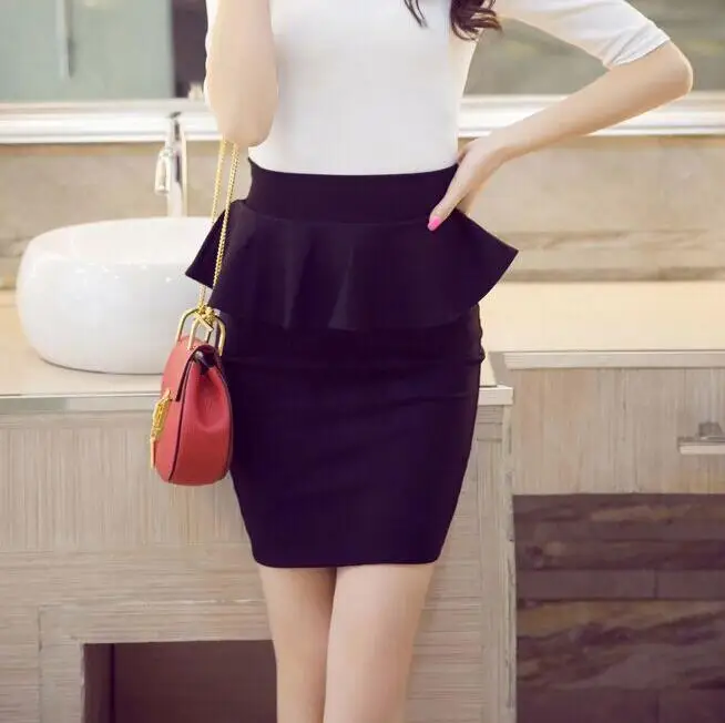 Настроить Соблазнительные мини-юбки стиль моды Кружева Высокая талия дамы элегантный бутон юбка Лидер продаж плюс размер 3XS-10XL Saias - Цвет: Черный