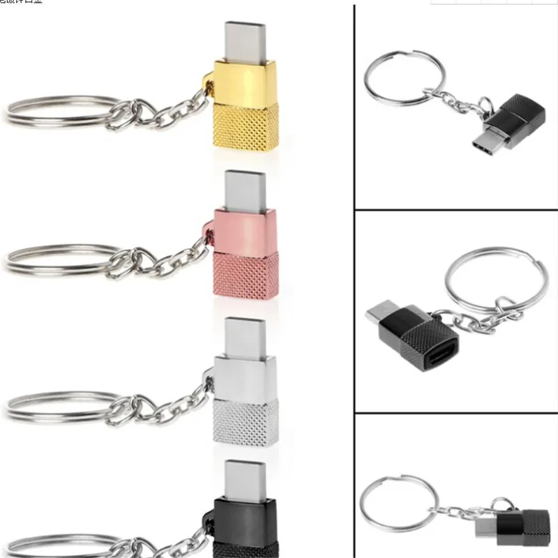 

Zinc Alloy Micro to Type-c Adapter with Chain Exquisite for Android Micro USB to Type-c Charge Date Transmission Adapter