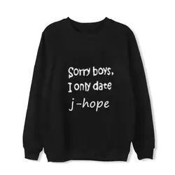 Женские черные свитшоты BTS jimin V j-hope повседневные свободные I ONLY DATE BTS принт модный крутой свитшот для девочек толстовки пальто