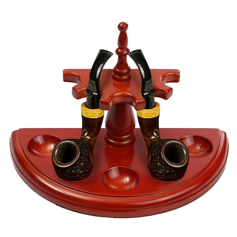 Rosewood Wooden Smoking Pipe Stand Rack Holder For 5 Smoking Pipes