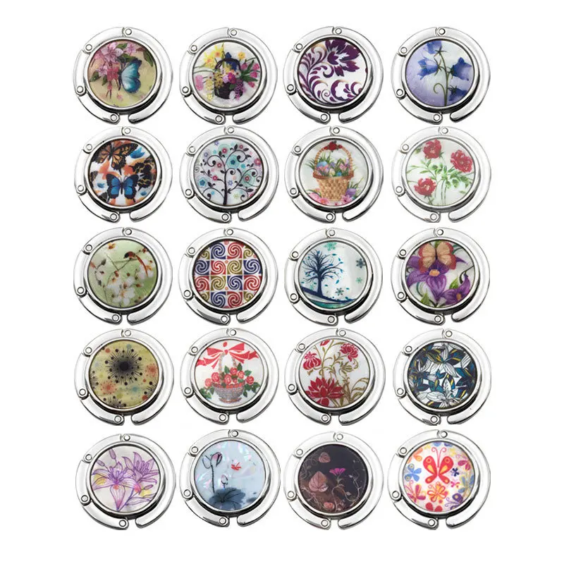

1PCS Portable Metal Folded Handbag Hook Hanger Round Shell Purse Handbag Creative Home Hanger Holders Table Bag Hook Accessories