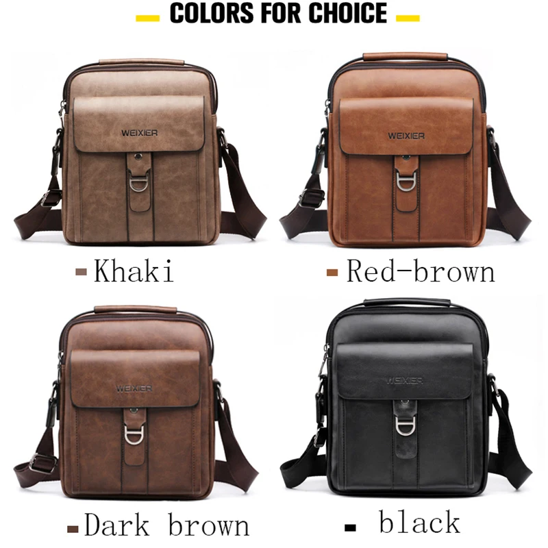 WEIXIER Messenger Bags PU Leather Men Designer High Quality New Fashion Shoulder Bag Casual Zipper Office Messenger Bags