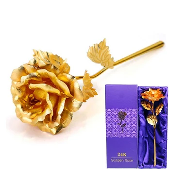 

Lover Flowers 24K Gold Rose Home Decor Wedding Decoration Golden Flower Romantic Valentine's Day Decorations Gift Gold Rose