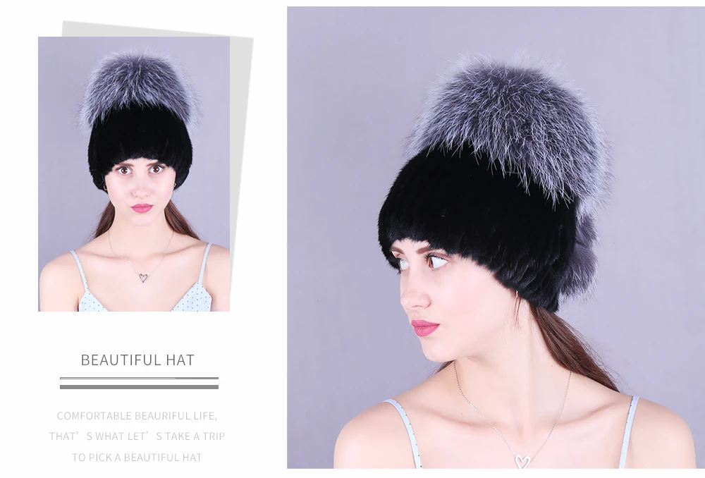 Joolscana зимняя меховая шапка женская шапка из натурального меха норки с помпоном из лисы новый модный бренд хороший подарок для женщин теплые