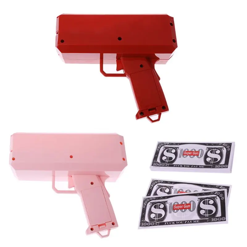 

Make It Rain Money Gun 100pcs Cashes Launcher Party Game Toy Cash 2 Colors Funny Money Gun Pistol Toy