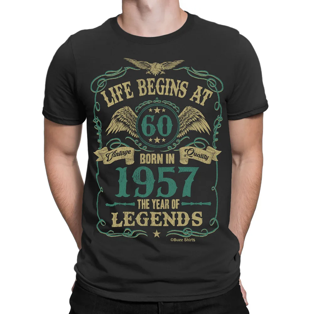 

Life Begins At 30 40 50 60 T shirt Men 30th 40th 50th 60th Birthday Gift BORN In 1957 1967 1977 1987 Year USA Size S-3XL