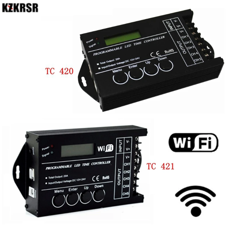 

DC12 DC24V TC420/TC421 WiFi time programmable led controller dimmer RGB aquarium lighting timer input 5 channels for led strip