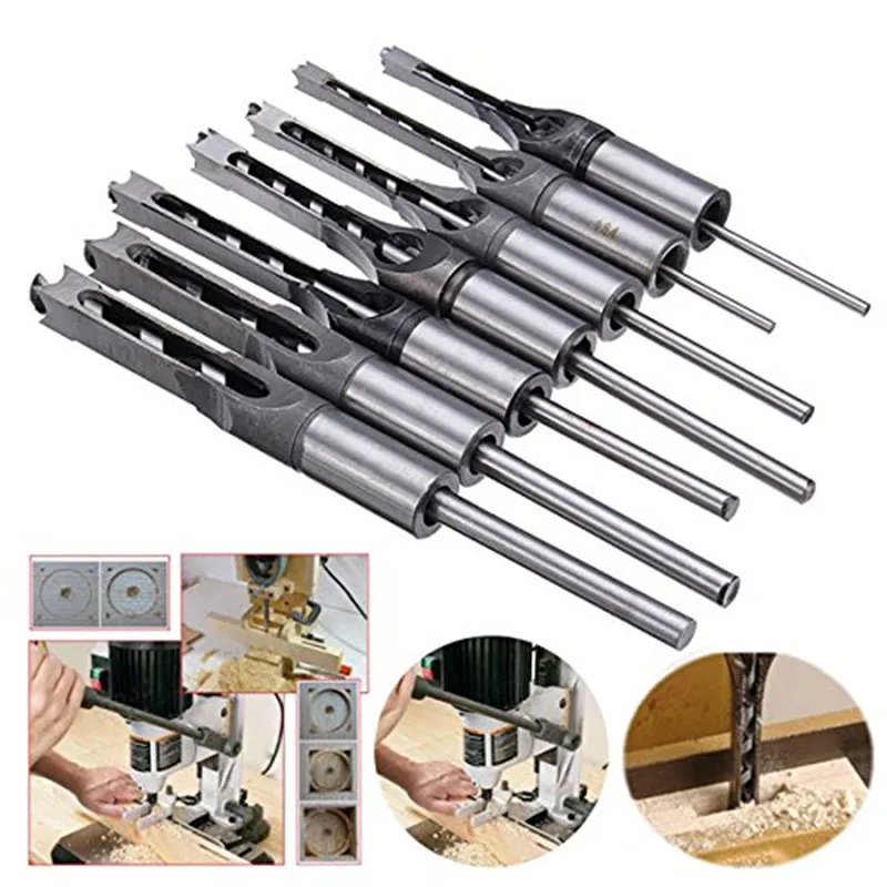 

HSS Twist Drill Bits Woodworking Drill Tools Kit Set Square Auger Mortising Chisel Drill Set Square Hole Extended Sa