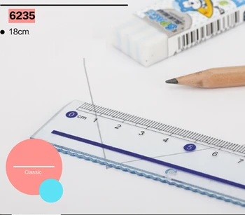 

[4Y4A] 50pcs/Lot 6235 18cm plastic ruler with centimeter wave transparent ruler stationery Drawing Drawing Tools