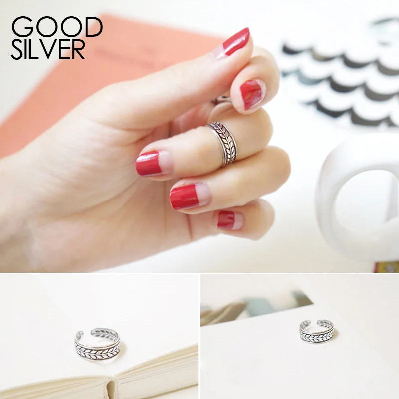 

DreamySky Vintage 925 Sterling Silver Leaf Rings For Women Wedding Finger Ring