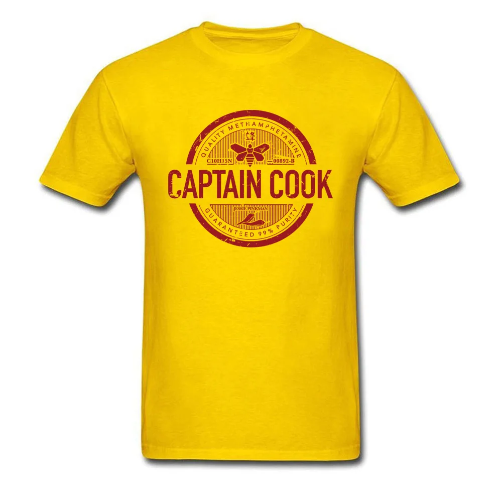 Captain cook 100% Cotton Fabric T-Shirt for Men Short Sleeve Comics Tees Hot Sale Summer Fall Crew Neck Tee Shirts Birthday Captain cook yellow