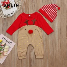 SHEIN/Детский комбинезон для маленьких мальчиков с рисунком из мультфильма и полосатой шляпой; коллекция года; сезон весна; Модные Длинные повседневные Комбинезоны с вышивкой