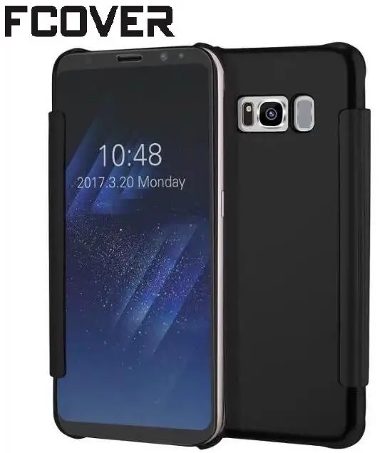 

For Samsung Galaxy S8 Plus S9 Plus Smart Cover Mirror Plating Window Sleep View Flip Case