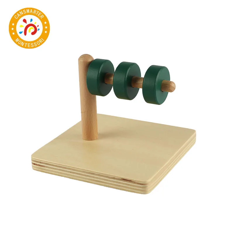 

Montessori Kids Toy High-Quality Wooden Discs on Horizontal Dowel Educational Early Learning