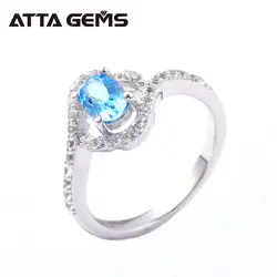 Натуральный голубой топаз Стерлинговое Серебро кольца для помолвки обручальное кольцо 2 карата натуральный голубой топаз лицом вырезать