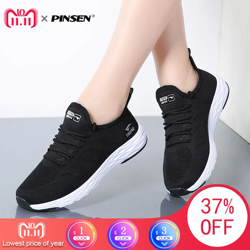 

PINSEN 2020 Women Sneakers High Quality Breathable Lace-Up Lover Casual Shoes Woman Flats Shoes Basket Female tenis femininos