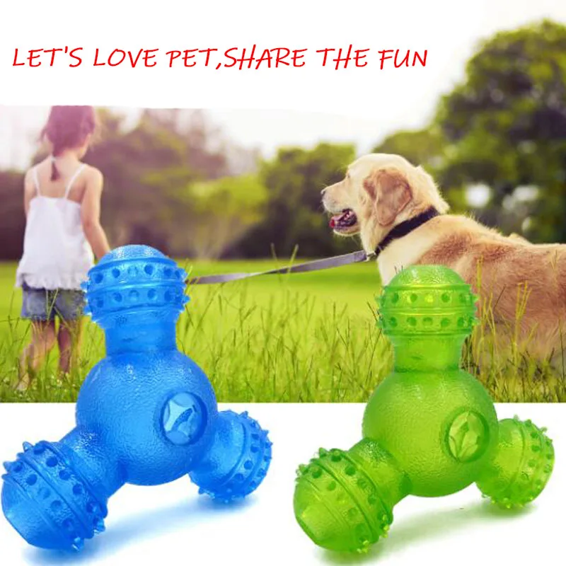 

Pet Dog Toys Three-Hole Tumbler Puzzle Leaking Device Puppy Cat Cleaning Molar Feeding Chew Playing Toy Rubber For Small Dogs