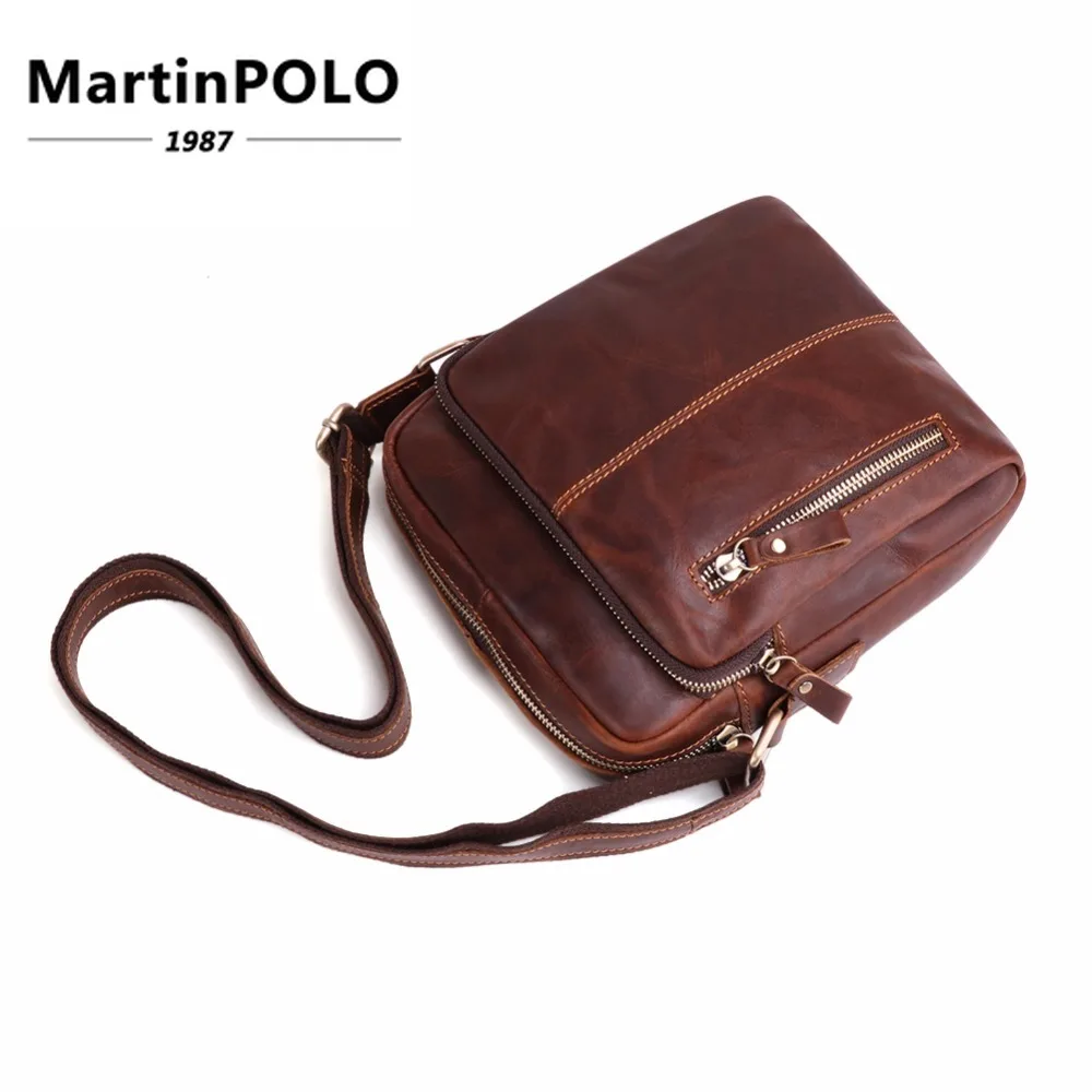 

Genuine Leather Men's Shoulder Bag Brand Messenger Bag Leather Handbags Vintage Flap Travel Business Crossbody Bag for Male 6421