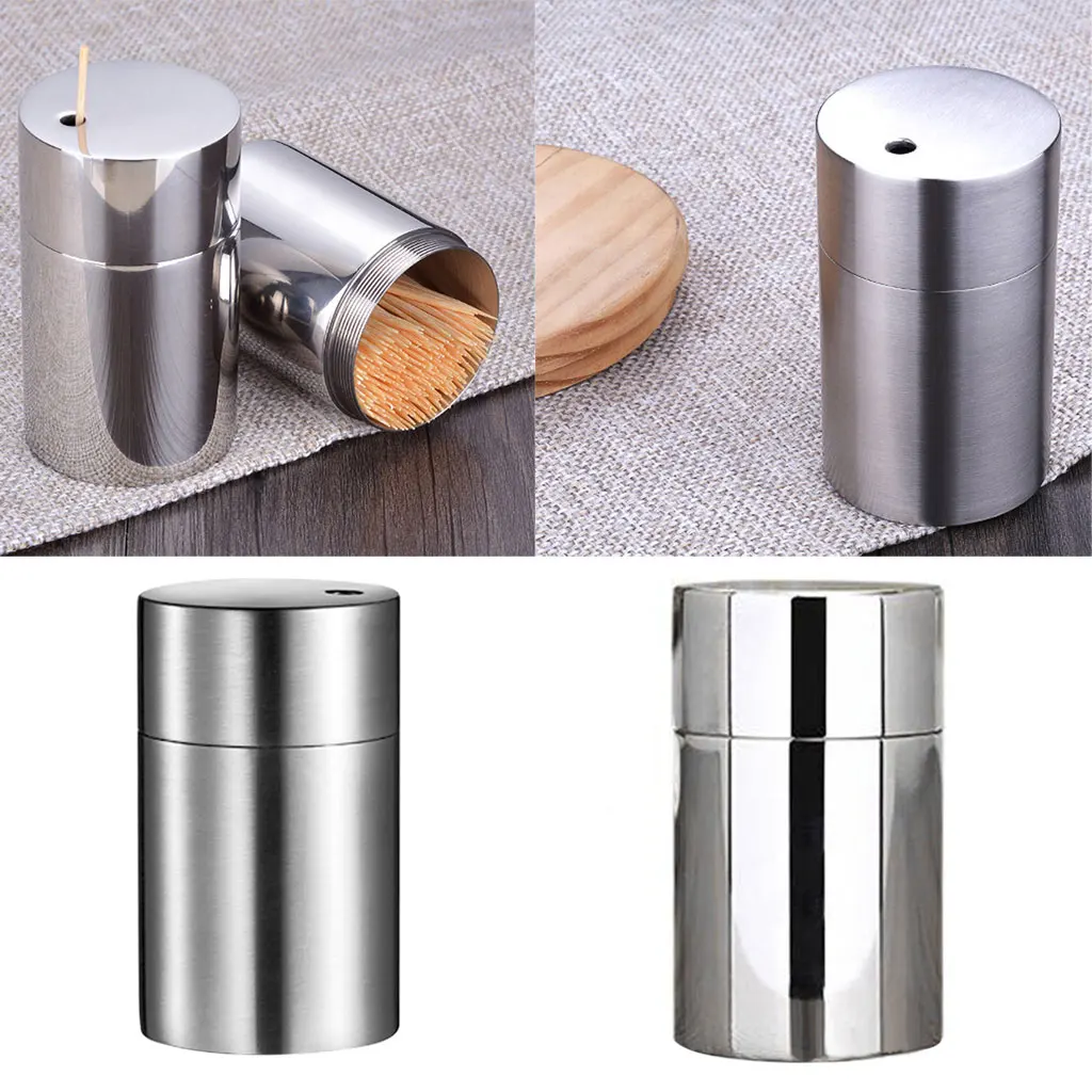 Small Toothpick Holder Dispenser Storage Organizer Stainless Steel Toothpick Holder for Kitchen Restaurant Tabletop -Silver