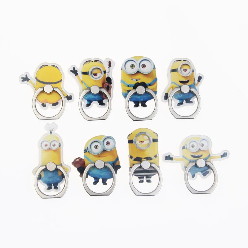 

New Design 1 Piece High Quality ABS Finger Ring Mobile Phone Holder Stand Cute Cartoon Minions Sery Adhesive Phone Holder Ring