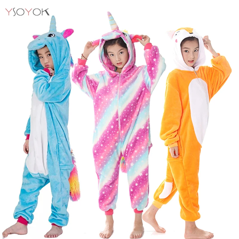 

Kigurumi Children's Pajamas for Boys Girls Unicorn Pajamas Flannel Onesie Kids Stich Pijamas Set Animal Sleepwear Winter Onesies