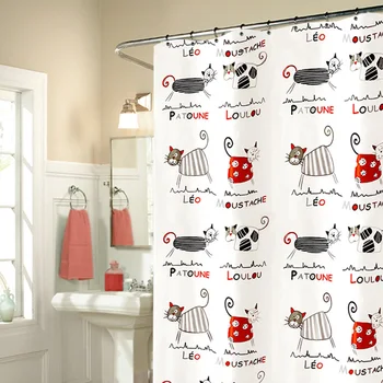 

MGHEYUD Shower Curtain Polyester Cloth Waterproof Cartoon Cat Bath Curtain for Bathroom Products Beautiful Cover Various Sizes