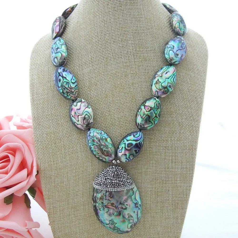 

AB100705 45x60MM Abalone Shell Pendant Necklace 19''