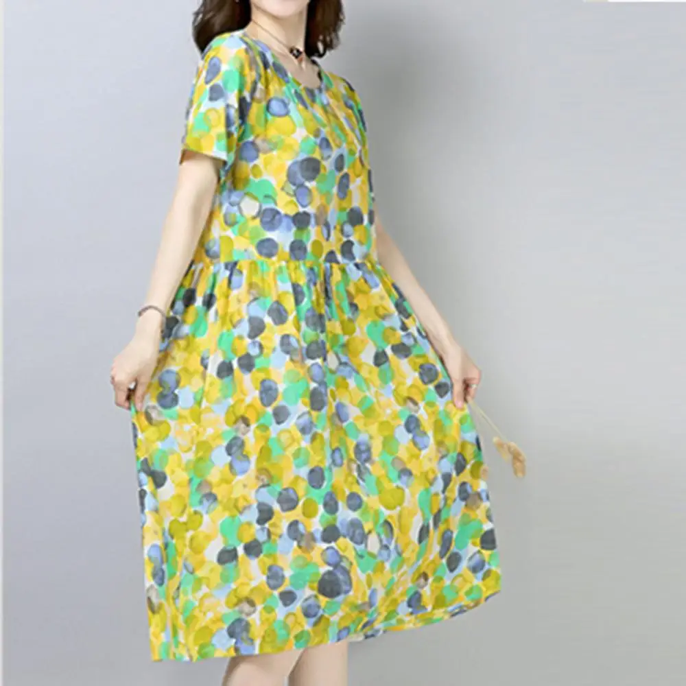 

Women Summer Polka Dot Print Short Sleeve Casual Loose Dress