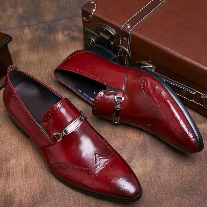 En Formelle Sur Mariage Slip Cuir Hommes Heinrich Appartements Bureau Rouge Robe Costume Véritable 2018 Mode vin Noir Chaussures Homme De zx8XYq