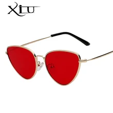 XIU Модные женские солнцезащитные очки Cateye, брендовая дизайнерская Ретро винтажная металлическая оправа, очки с океанскими линзами, солнцезащитные очки наивысшего качества UV400