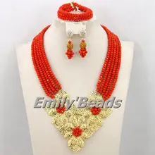 Африканский Кристалл Цепочки и ожерелья комплект ювелирных изделий Нигерии Свадебные африканские Бусины комплект ювелирных изделий костюм африканских ювелирные aej656