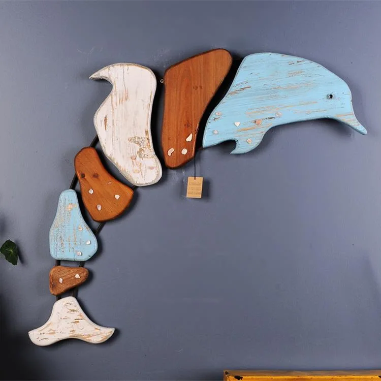 Морские животные Дельфин настенные украшения деревянная Настенная роспись мультяшная декоративная креативная модель Настенное подвесное украшение X'max подарок