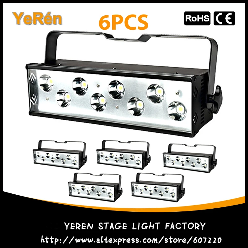 

(6PCS) 200W DJ Strobe Light High MCD 8Pcsx27W LEDs DMX Stage Lighting Effect