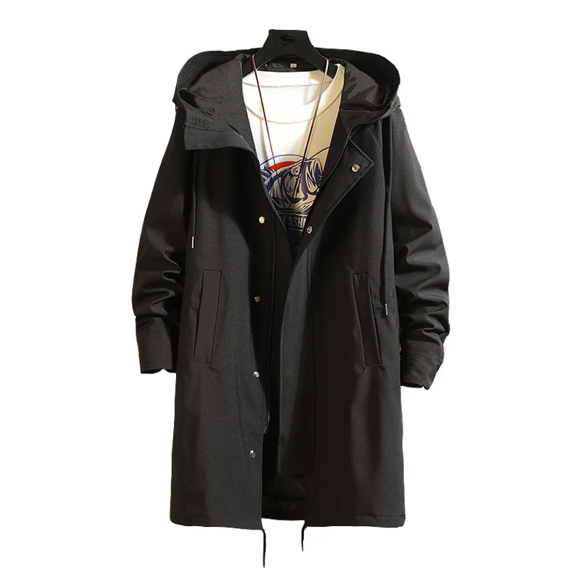 

Trench Coats Men 2019 Men's cotton Casual Trench Coat M-6XL Hooded Windbreakers Male Waterproof Long Jackets men