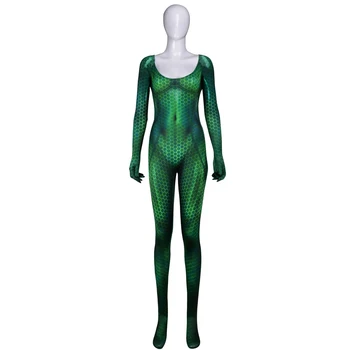 

High Quality 3D Print Queen Mera Justice League Costumes Zentai Catsuit Aquaman Superhero Bodysuit